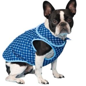 New Draper James Floral Quilted Dog Jacket Blue S
